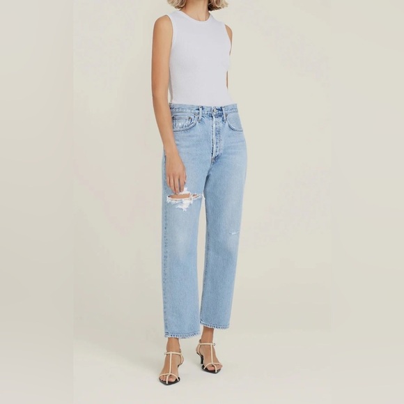 AGOLDE 90’s Jeans Distressed in Echo Organic Cotton Sz 27 - Picture 1 of 7